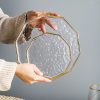 Octagonal Glass Plate with Golden Rim